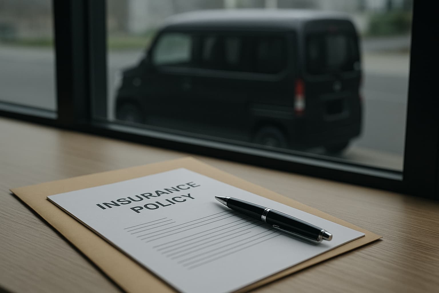 黒ナンバーの軽貨物車と保険証券。LEVO補助金と事業用保険の実体験記事用画像。