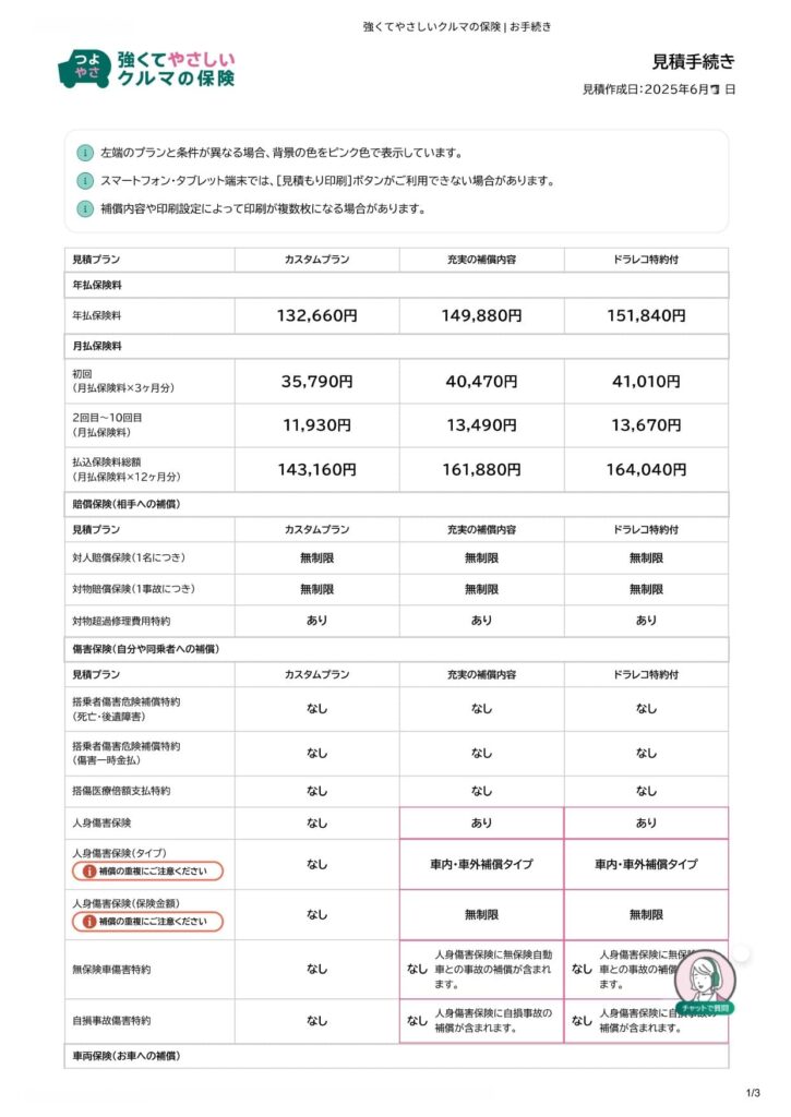 三井ダイレクト損害保険の自動車保険見積書。N-VAN e:、営業用軽貨物、対人・対物無制限、弁護士費用特約あり、車両保険なしの条件で試算。年払い132,660円、月払い143,160円。ネット契約割引1万円が適用されたプラン。